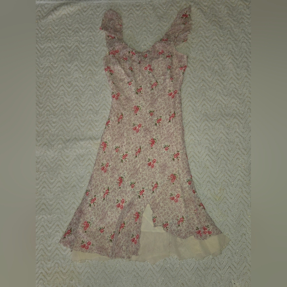 Floral Asymmetrical Women's Dress in Light Pink
